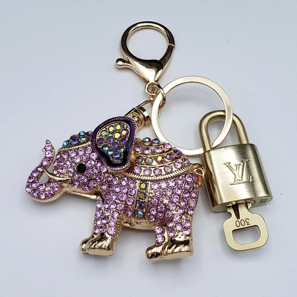 Authentic Louis Vuitton Gold Lock & Key ✨ Unbranded Elephant Bag Charm Keychain